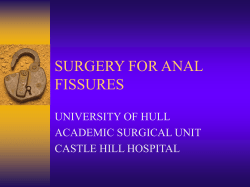 SURGERY FOR ANAL FISSURES UNIVERSITY OF HULL ACADEMIC SURGICAL UNIT