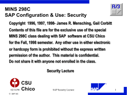 MINS 298C SAP Configuration &amp; Use: Security