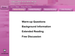 Warm-up Questions Background Information Extended Reading Free Discussion