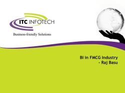 BI in FMCG Industry - Raj Basu 1 ©Company confidential