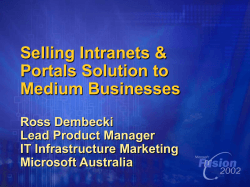 Selling Intranets &amp; Portals Solution to Medium Businesses Ross Dembecki