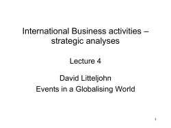 – International Business activities strategic analyses Lecture 4