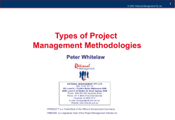 Types of Project Management Methodologies Peter Whitelaw 1