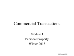 Commercial Transactions Module 1 Personal Property Winter 2013