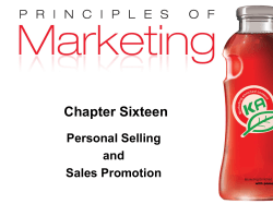Chapter Sixteen Personal Selling and Sales Promotion