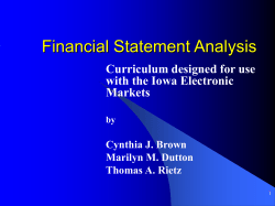 Financial Statement Analysis Curriculum designed for use with the Iowa Electronic Markets