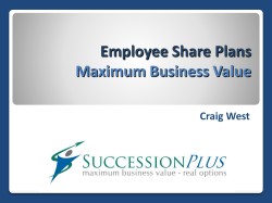 Employee Share Plans Maximum Business Value Craig West