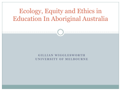 Ecology, Equity and Ethics in Education In Aboriginal Australia