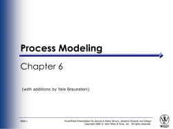 Process Modeling Chapter 6 (with additions by Yale Braunstein) Systems Analysis and Design