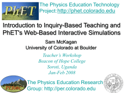 Introduction to Inquiry-Based Teaching and PhET's Web-Based Interactive Simulations
