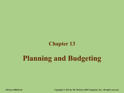 Planning and Budgeting Chapter 13 McGraw-Hill/Irwin