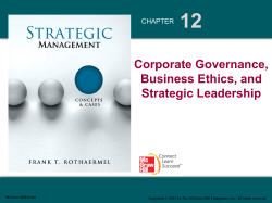 12 Corporate Governance, Business Ethics, and Strategic Leadership