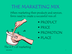 THE MARKETING MIX PRODUCT  PRICE