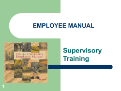 Supervisory Training EMPLOYEE MANUAL 1