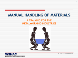 MANUAL HANDLING OF MATERIALS A TRAINING FOR THE METALWORKING INDUSTRIES 1