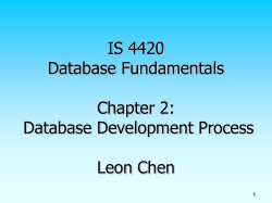 IS 4420 Database Fundamentals Chapter 2: Database Development Process