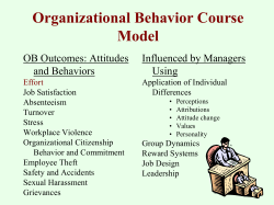 Organizational Behavior Course Model OB Outcomes: Attitudes Influenced by Managers