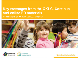Key messages from the QKLG, Continua and online PD materials