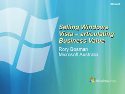 Selling Windows – articulating Vista Business Value