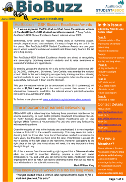 In this Issue – GSK Student Excellence Awards AusBiotech www.ausbiotech.org
