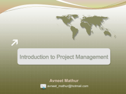 Introduction to Project Management Avneet Mathur