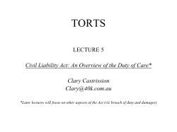 TORTS LECTURE 5 Clary Castrission