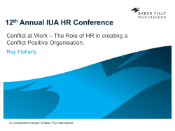 12 Annual IUA HR Conference Conflict at Work