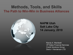 Methods, Tools, and Skills The Path to Win-Win in Business Alliances