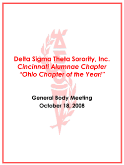 Delta Sigma Theta Sorority, Inc. Cincinnati Alumnae Chapter General Body Meeting