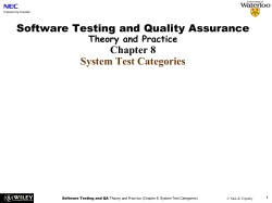 Software Testing and Quality Assurance Chapter 8 System Test Categories Theory and Practice