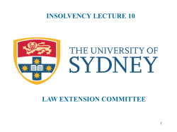 INSOLVENCY LECTURE 10 LAW EXTENSION COMMITTEE 1