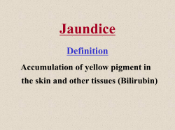 Jaundice Definition Accumulation of yellow pigment in the skin and other tissues (Bilirubin)