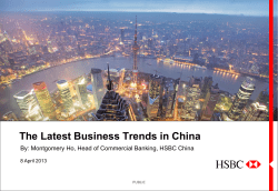 The Latest Business Trends in China 8 April 2013 PUBLIC