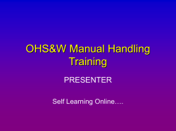 OHS&amp;W Manual Handling Training PRESENTER Self Learning Online&hellip;.
