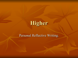 Higher Personal Reflective Writing.