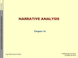 NARRATIVE ANALYSIS Chapter 16 MYERS © 2008 Michael D. Myers