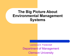 The Big Picture About Environmental Management Systems Department of Management