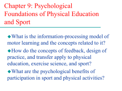 Chapter 9: Psychological Foundations of Physical Education and Sport