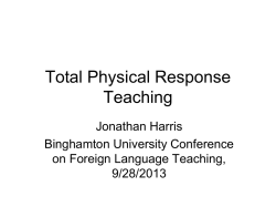 Total Physical Response Teaching Jonathan Harris Binghamton University Conference