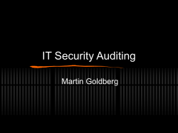 IT Security Auditing Martin Goldberg