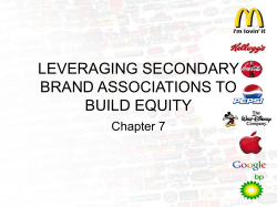 LEVERAGING SECONDARY BRAND ASSOCIATIONS TO BUILD EQUITY Chapter 7