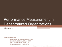Performance Measurement in Decentralized Organizations Chapter 11