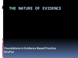 THE NATURE OF EVIDENCE Foundations in Evidence Based Practice B71P02