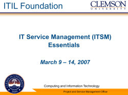 ITIL Foundation IT Service Management (ITSM) Essentials – 14, 2007