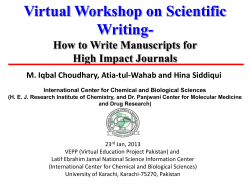 Virtual Workshop on Scientific Writing- How to Write Manuscripts for High Impact Journals