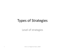 Types of Strategies Level of strategies Prof. Dr. Majed El-Farra 2009 1
