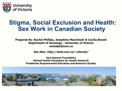 Stigma, Social Exclusion and Health: Sex Work in Canadian Society