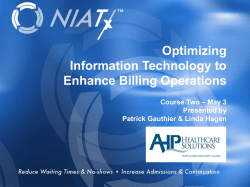 Overview Optimizing Information Technology to Enhance Billing Operations