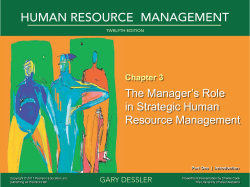 The Manager’s Role in Strategic Human Resource Management Chapter 3
