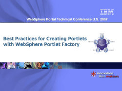 Best Practices for Creating Portlets with WebSphere Portlet Factory